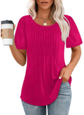 Damen Plissee-T-Shirt mit Rundhalsausschnitt