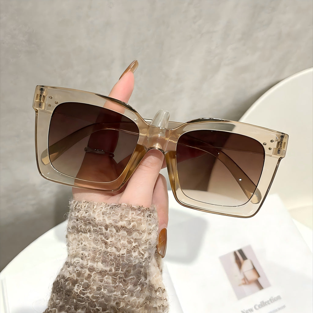 Große Sonnenbrille mit Leopardenmuster und Farbverlauf