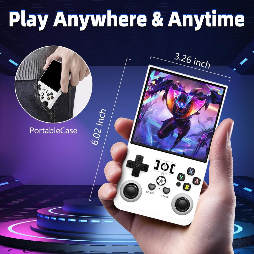 R36MAX Retro Gaming Console, Retro Handheld Games Console with 64GB TF Card, Portable Hand Held Open Source Linux System, 4.0 inch IPS HD Screen Video Game Consoles, 4000mAh Battery