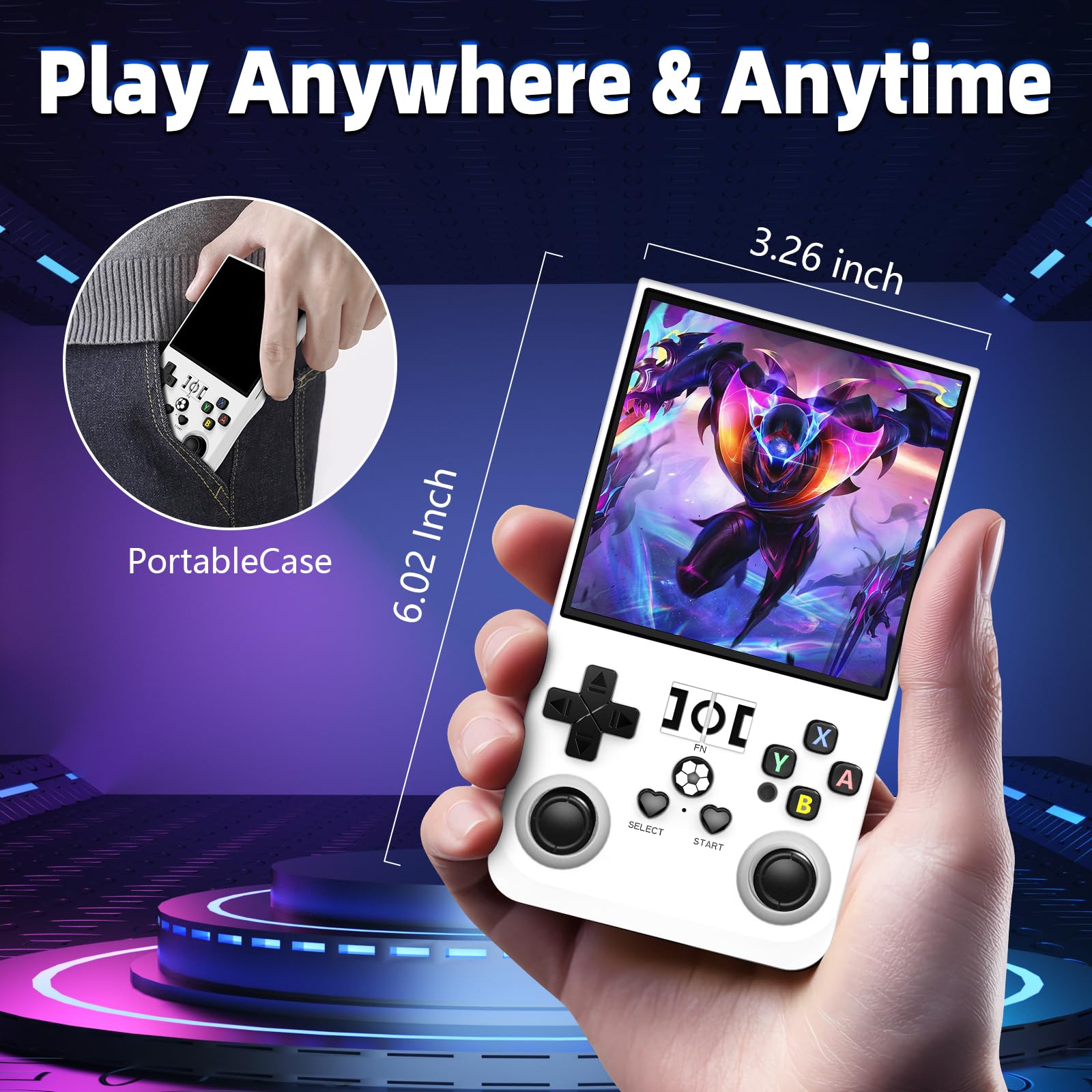 R36MAX Retro Gaming Console, Retro Handheld Games Console with 64GB TF Card, Portable Hand Held Open Source Linux System, 4.0 inch IPS HD Screen Video Game Consoles, 4000mAh Battery