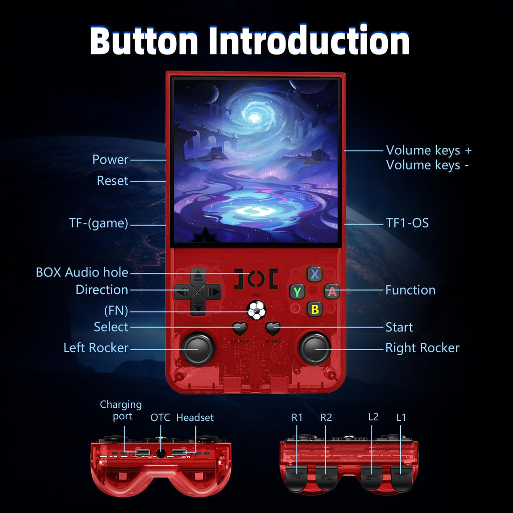 R36MAX Retro Gaming Console, Retro Handheld Games Console with 64GB TF Card, Portable Hand Held Open Source Linux System, 4.0 inch IPS HD Screen Video Game Consoles, 4000mAh Battery