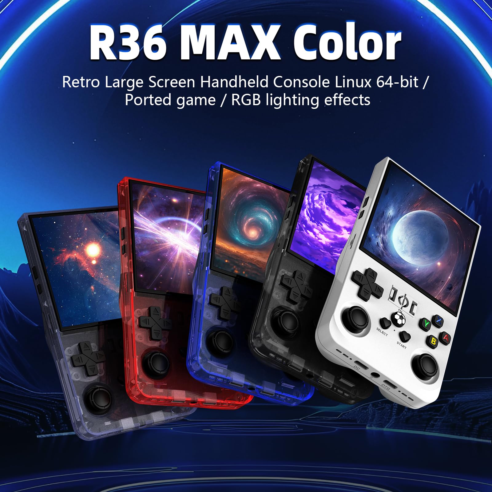 R36MAX Retro Gaming Console, Retro Handheld Games Console with 64GB TF Card, Portable Hand Held Open Source Linux System, 4.0 inch IPS HD Screen Video Game Consoles, 4000mAh Battery