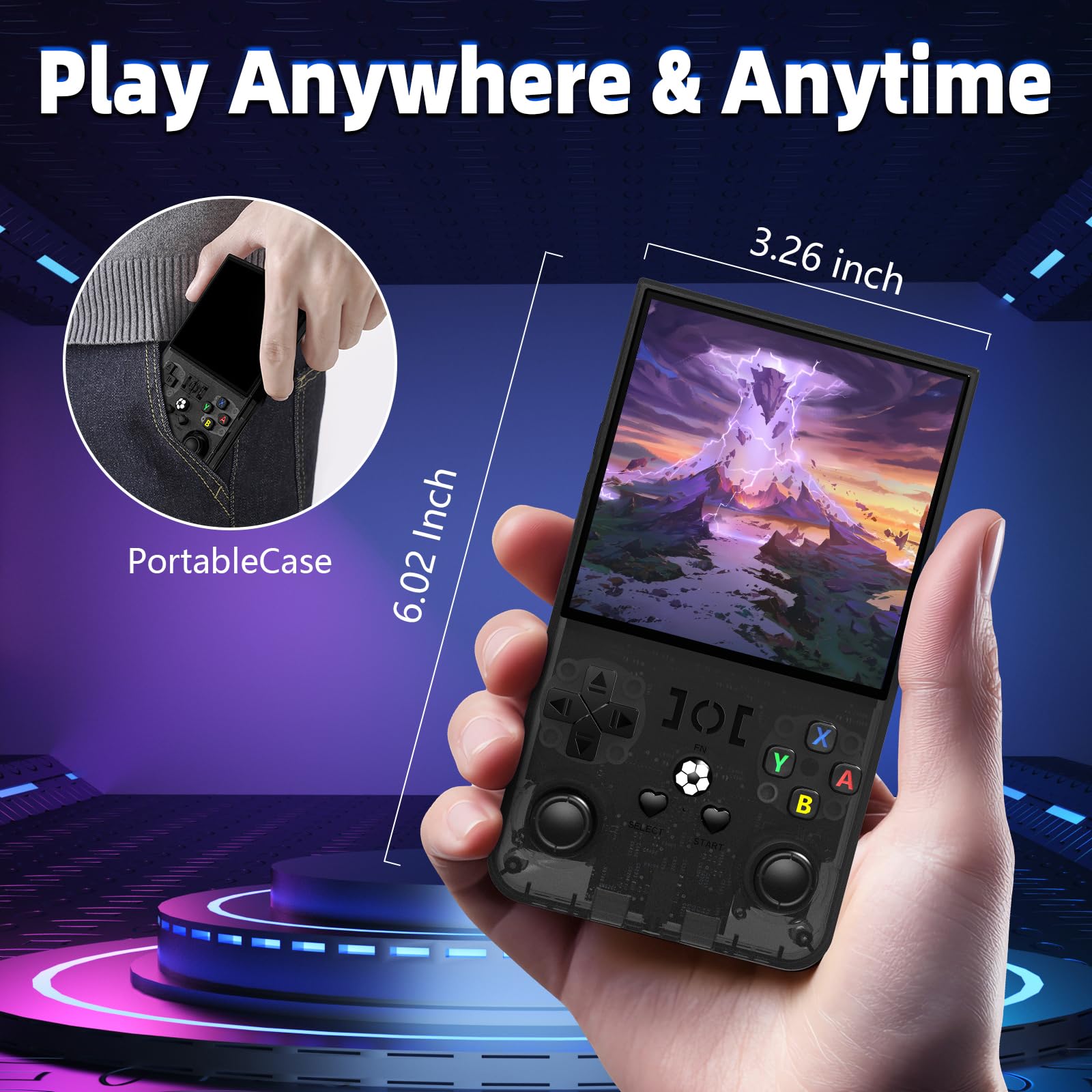 R36MAX Retro Gaming Console, Retro Handheld Games Console with 64GB TF Card, Portable Hand Held Open Source Linux System, 4.0 inch IPS HD Screen Video Game Consoles, 4000mAh Battery