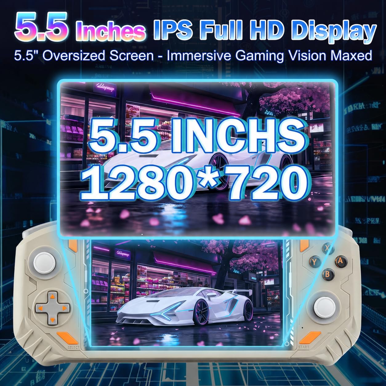 RG56PRO Retro Handheld Game Console - 5.5 Inch IPS Screen,31000+ Classic 3D Games,5000mAh Battery, Open Linux System,Portable Console with 128G TF Card - Birthday Gift for Boyfriend (Black)