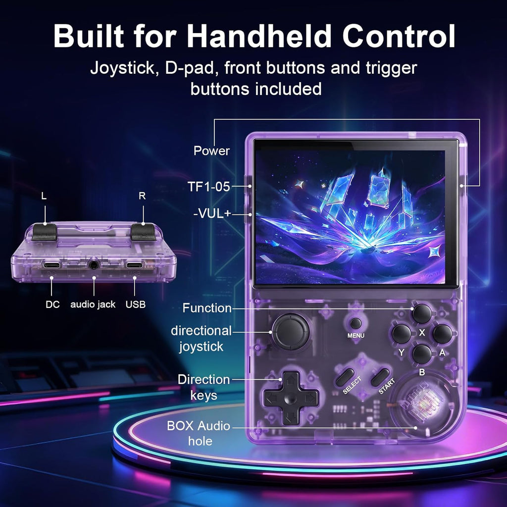 Retro Handheld Game Console with 2100+ Built-in Games, 64GB TF Card, 3.5-Inch IPS Display, Joystick and Trigger Buttons, Tempered Glass Screen, 2000mAh Battery Amazon
