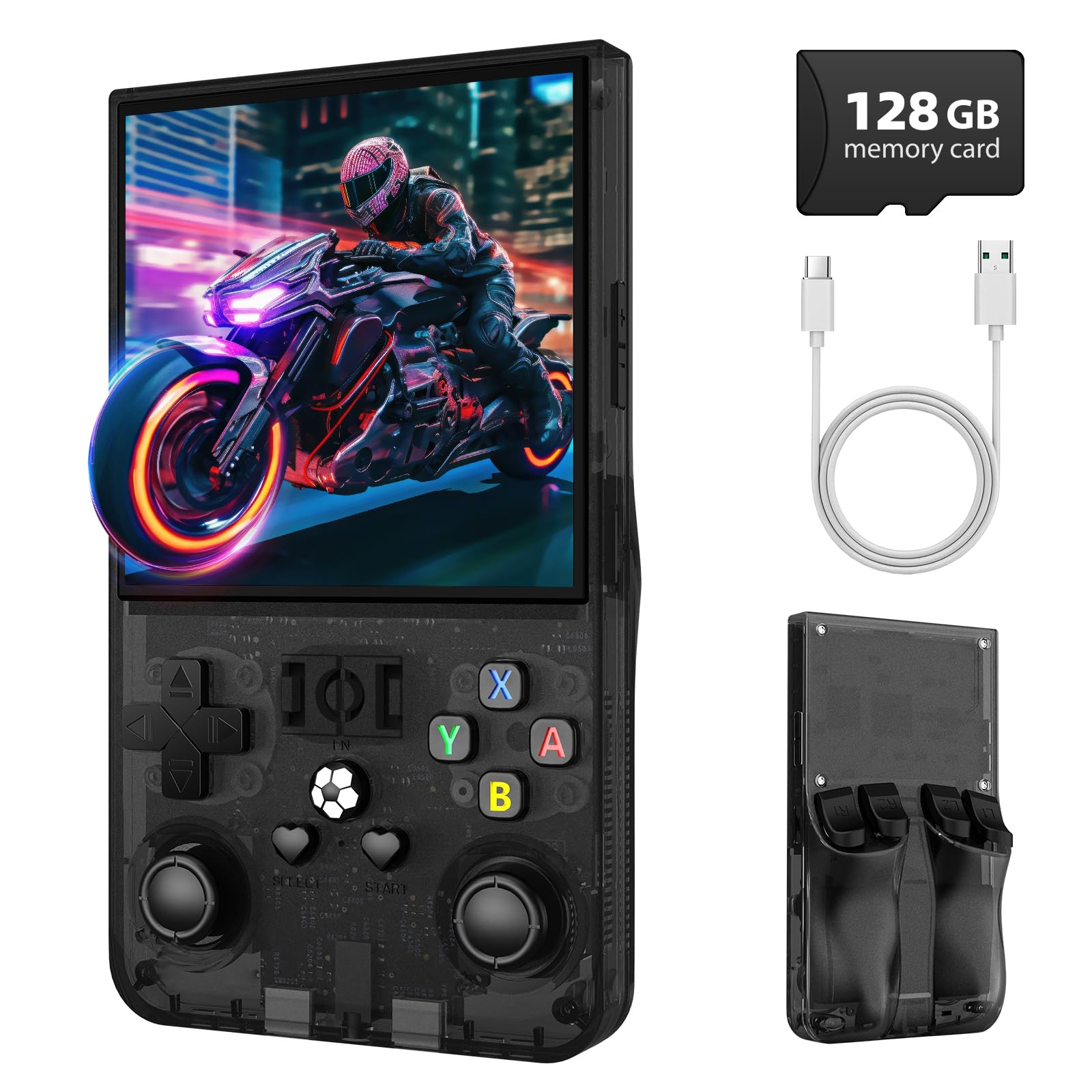 R36MAX Retro Gaming Console, Retro Handheld Games Console with 64GB TF Card, Portable Hand Held Open Source Linux System, 4.0 inch IPS HD Screen Video Game Consoles, 4000mAh Battery