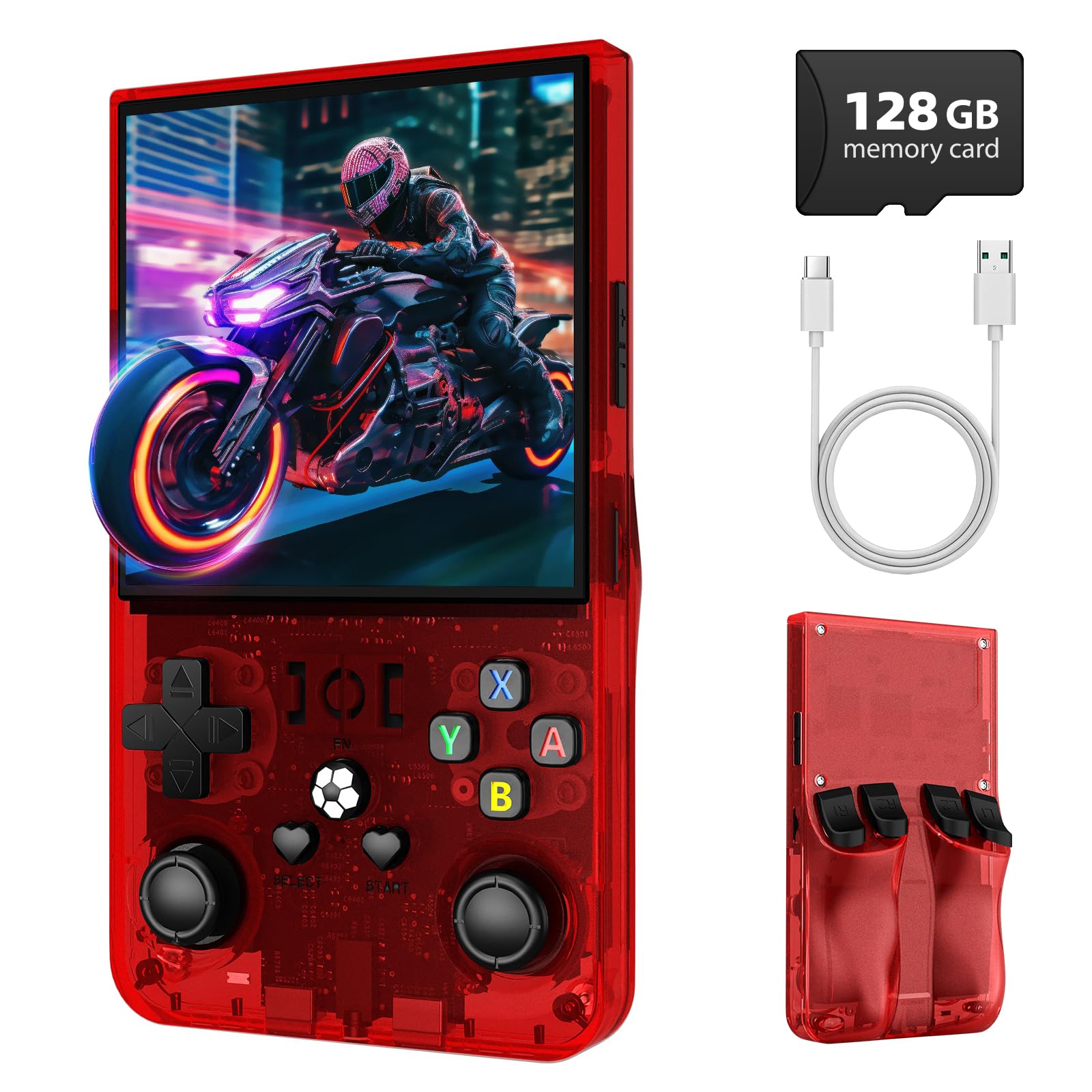 R36MAX Retro Gaming Console, Retro Handheld Games Console with 64GB TF Card, Portable Hand Held Open Source Linux System, 4.0 inch IPS HD Screen Video Game Consoles, 4000mAh Battery