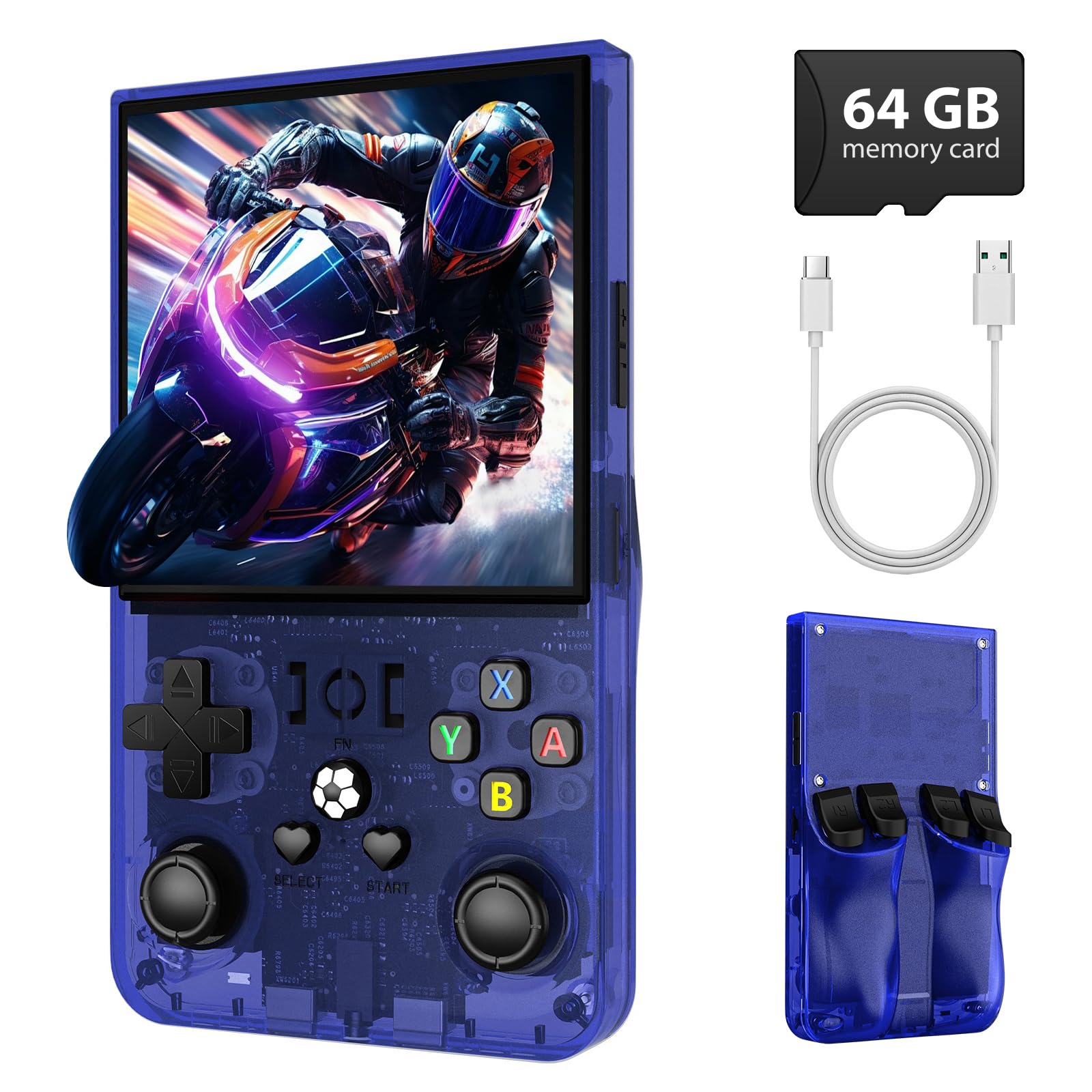 R36MAX Retro Gaming Console, Retro Handheld Games Console with 64GB TF Card, Portable Hand Held Open Source Linux System, 4.0 inch IPS HD Screen Video Game Consoles, 4000mAh Battery