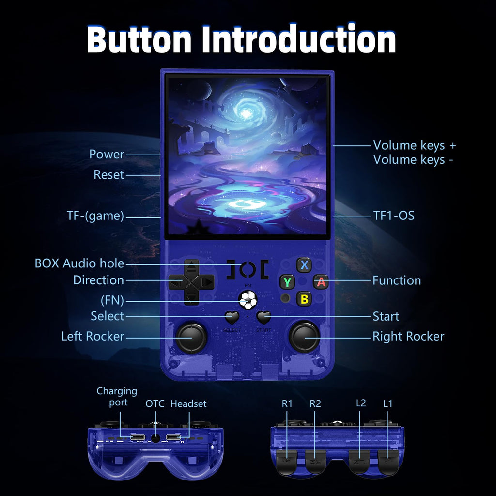 R36MAX Retro Gaming Console, Retro Handheld Games Console with 64GB TF Card, Portable Hand Held Open Source Linux System, 4.0 inch IPS HD Screen Video Game Consoles, 4000mAh Battery