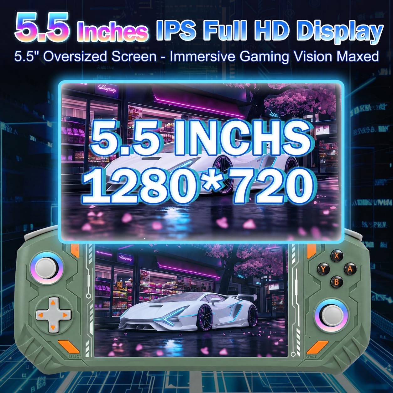 RG56PRO Retro Handheld Game Console - 5.5 Inch IPS Screen,31000+ Classic 3D Games,5000mAh Battery, Open Linux System,Portable Console with 128G TF Card - Birthday Gift for Boyfriend (Black)