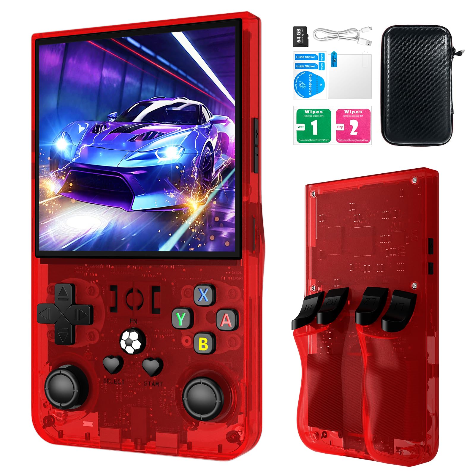 R36MAX Retro Gaming Console, Retro Handheld Games Console with 64GB TF Card, Portable Hand Held Open Source Linux System, 4.0 inch IPS HD Screen Video Game Consoles, 4000mAh Battery