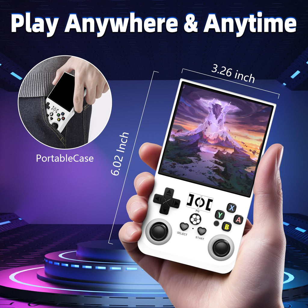 R36MAX Retro Gaming Console, Retro Handheld Games Console with 64GB TF Card, Portable Hand Held Open Source Linux System, 4.0 inch IPS HD Screen Video Game Consoles, 4000mAh Battery