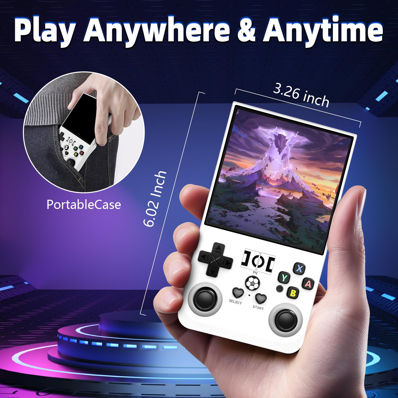 R36MAX Retro Gaming Console, Retro Handheld Games Console with 64GB TF Card, Portable Hand Held Open Source Linux System, 4.0 inch IPS HD Screen Video Game Consoles, 4000mAh Battery
