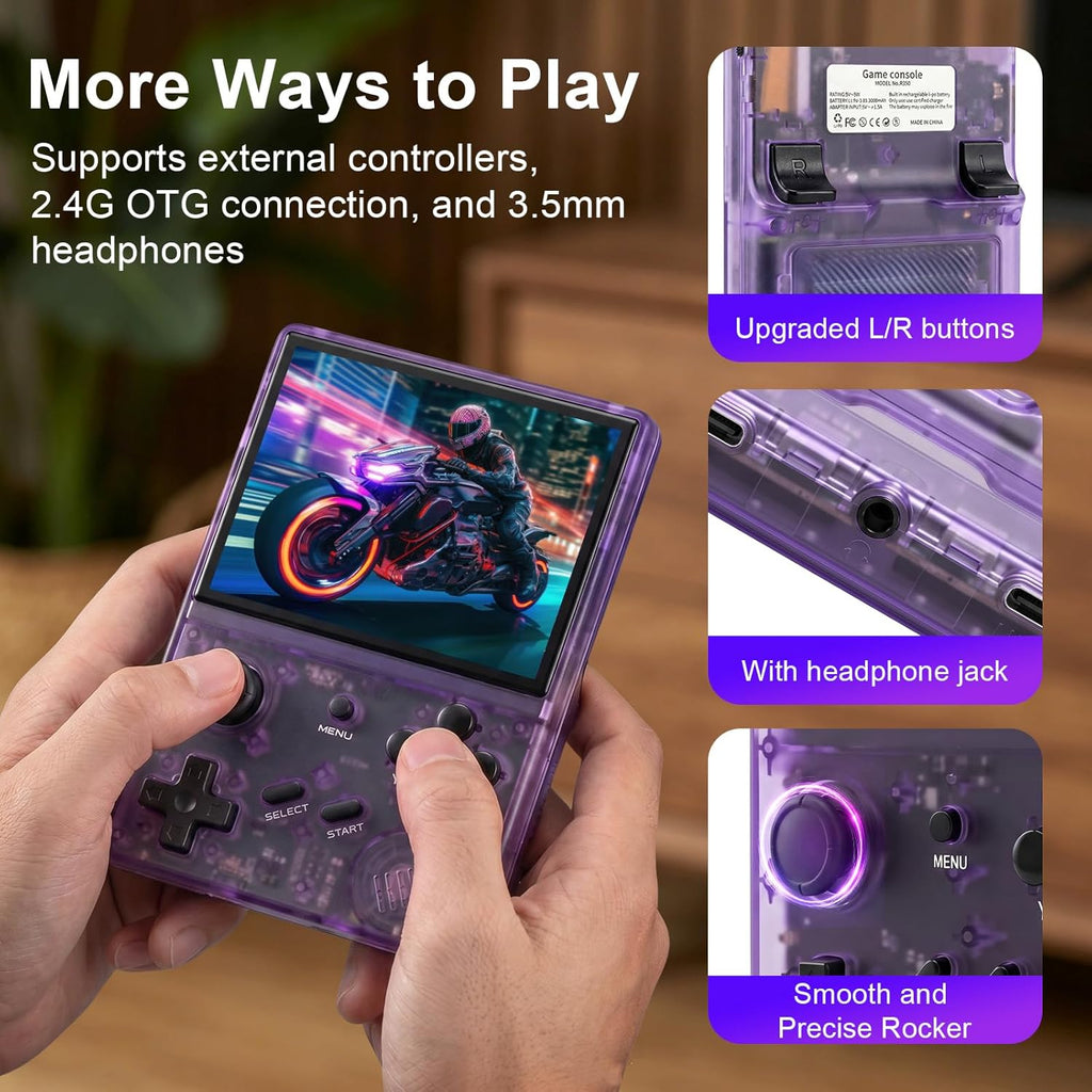 Retro Handheld Game Console with 2100+ Built-in Games, 64GB TF Card, 3.5-Inch IPS Display, Joystick and Trigger Buttons, Tempered Glass Screen, 2000mAh Battery Amazon