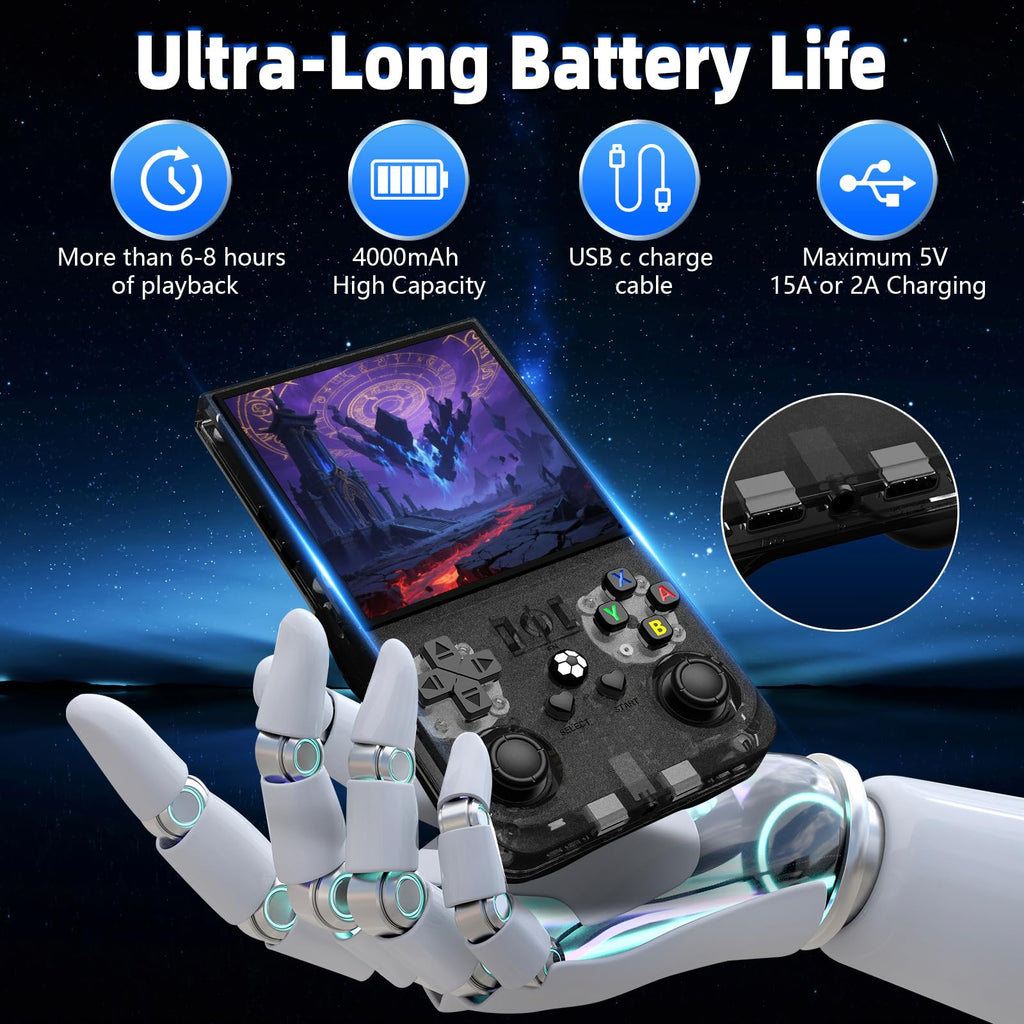 R36MAX Retro Gaming Console, Retro Handheld Games Console with 64GB TF Card, Portable Hand Held Open Source Linux System, 4.0 inch IPS HD Screen Video Game Consoles, 4000mAh Battery