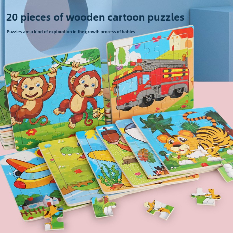 Hölzernes Cartoon-Puzzle Lernspielzeug