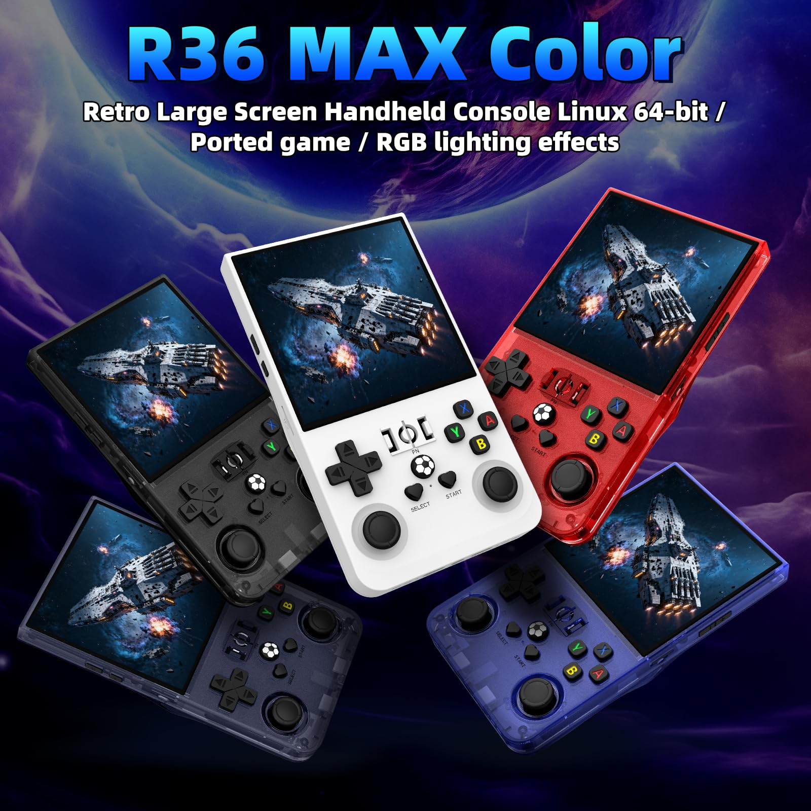 R36MAX Retro Gaming Console, Retro Handheld Games Console with 64GB TF Card, Portable Hand Held Open Source Linux System, 4.0 inch IPS HD Screen Video Game Consoles, 4000mAh Battery