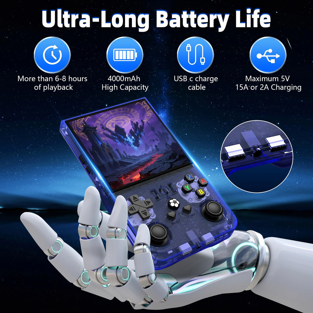 R36MAX Retro Gaming Console, Retro Handheld Games Console with 64GB TF Card, Portable Hand Held Open Source Linux System, 4.0 inch IPS HD Screen Video Game Consoles, 4000mAh Battery