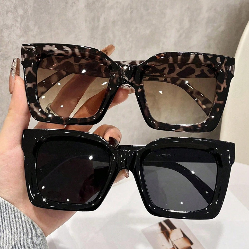 Große Sonnenbrille mit Leopardenmuster und Farbverlauf
