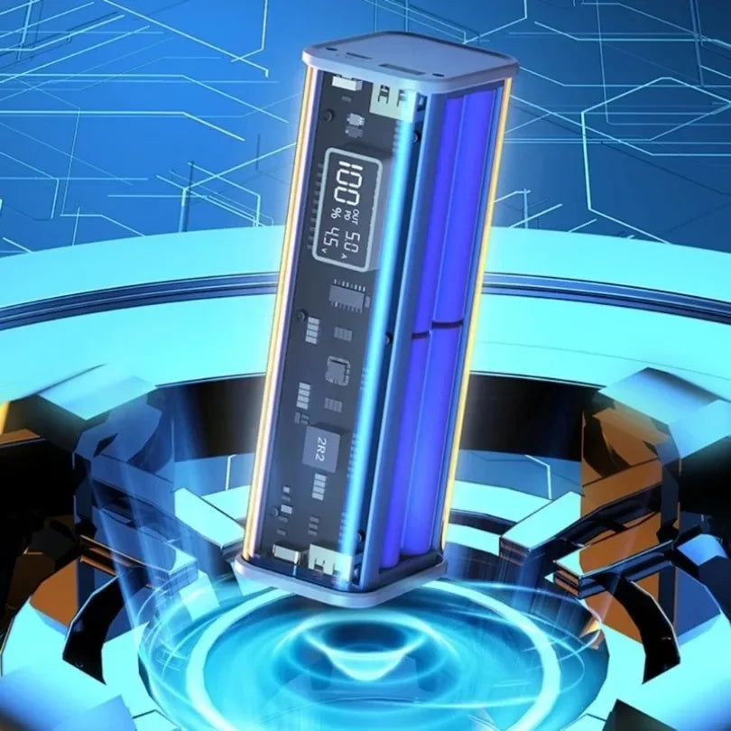 22,5W DIY Powerbank Gehäuse Transparent PD Powerbank Aufbewahrungsbox für 8 St. 18650 Polymer 20000mAh Akku Schnellladebox
