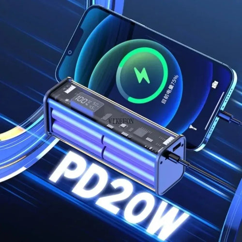 22,5W DIY Powerbank Gehäuse Transparent PD Powerbank Aufbewahrungsbox für 8 St. 18650 Polymer 20000mAh Akku Schnellladebox
