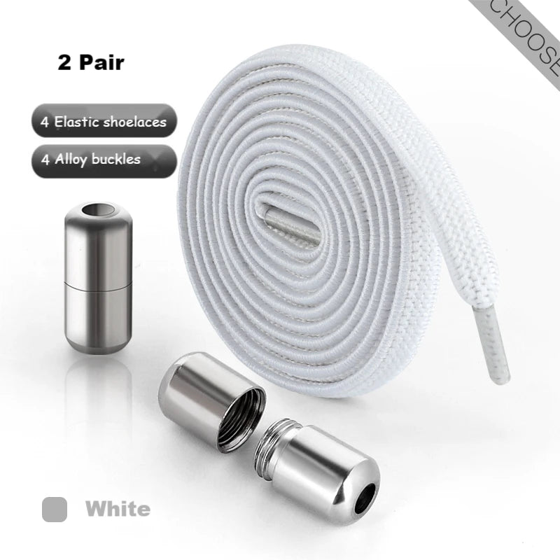 Elastic Laces Sneakers Alloy Lock No Tie Shoe Laces Flat Shoelaces for SneakersTies Kids Adult Quick Lace for Shoes Rubber Bands