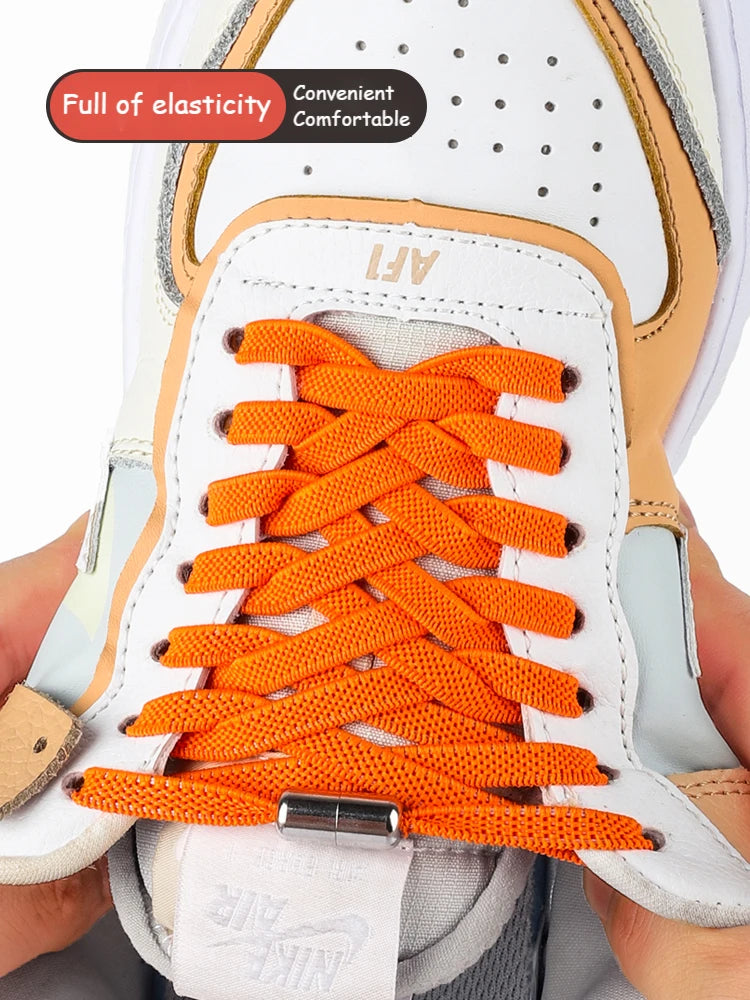 Elastic Laces Sneakers Alloy Lock No Tie Shoe Laces Flat Shoelaces for SneakersTies Kids Adult Quick Lace for Shoes Rubber Bands