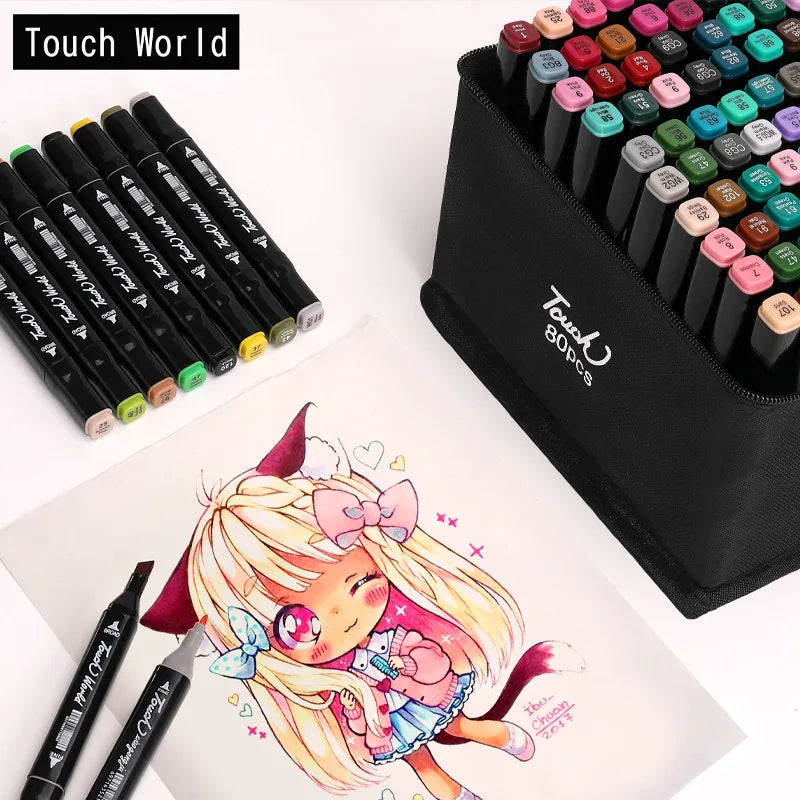 24-168 Buntstifte Set Manga Pinselstift Zeichnung Skizze Kawaii Kunst Schulbedarf Schreibwaren Malerei Beschriftungsmarker