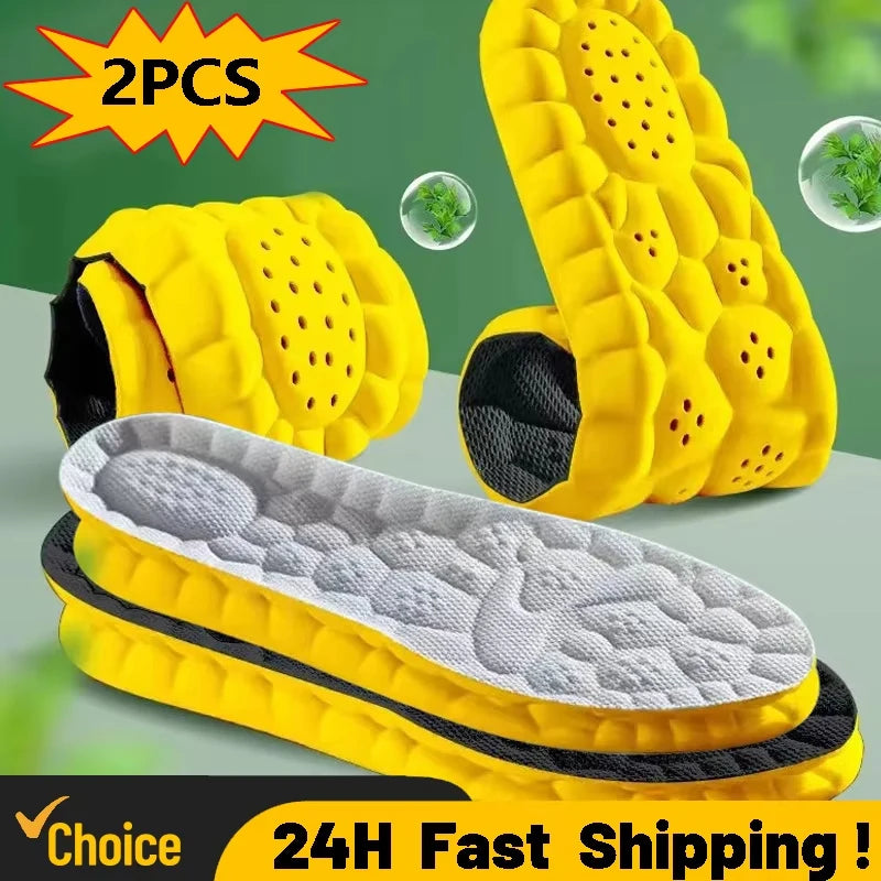 4D Cloud Technology PU-Sohle Sporteinlagen für Schuhe Weich Atmungsaktiv Stoßdämpfend Dämpfung Laufende Orthopädische Einlegesohlen