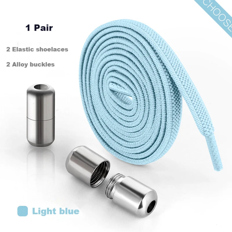 Elastic Laces Sneakers Alloy Lock No Tie Shoe Laces Flat Shoelaces for SneakersTies Kids Adult Quick Lace for Shoes Rubber Bands
