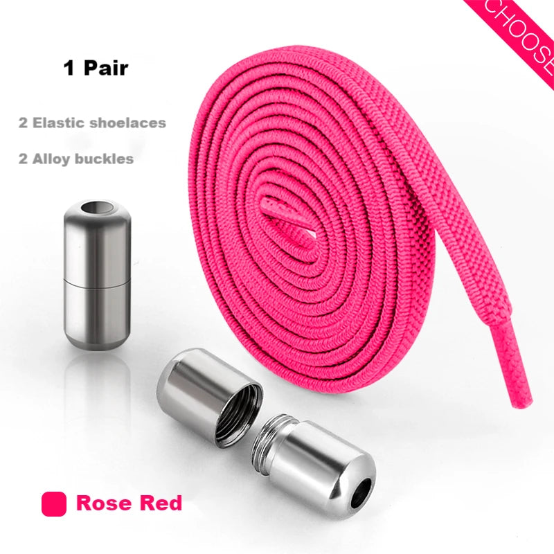 Elastic Laces Sneakers Alloy Lock No Tie Shoe Laces Flat Shoelaces for SneakersTies Kids Adult Quick Lace for Shoes Rubber Bands