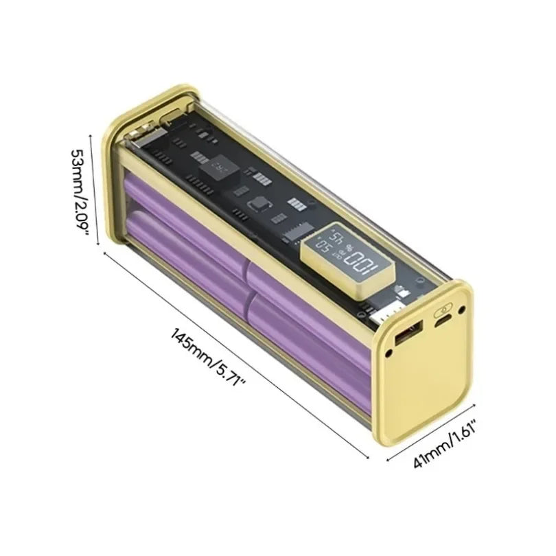 22,5W DIY Powerbank Gehäuse Transparent PD Powerbank Aufbewahrungsbox für 8 St. 18650 Polymer 20000mAh Akku Schnellladebox