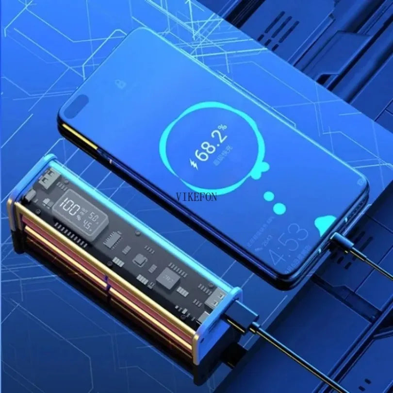 22,5W DIY Powerbank Gehäuse Transparent PD Powerbank Aufbewahrungsbox für 8 St. 18650 Polymer 20000mAh Akku Schnellladebox