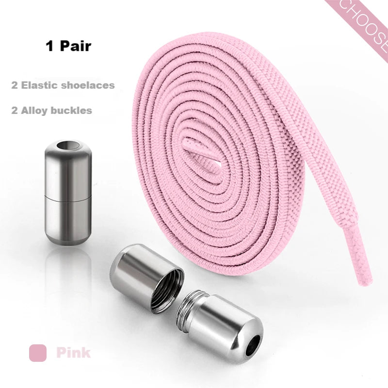 Elastic Laces Sneakers Alloy Lock No Tie Shoe Laces Flat Shoelaces for SneakersTies Kids Adult Quick Lace for Shoes Rubber Bands