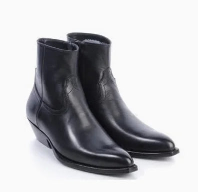 New Brown /Black Suede Leather Shoes Chains Harness Buckle Men Boots Stacked Heel Anke Boots Side Zip Men Fashion Boots Shoes