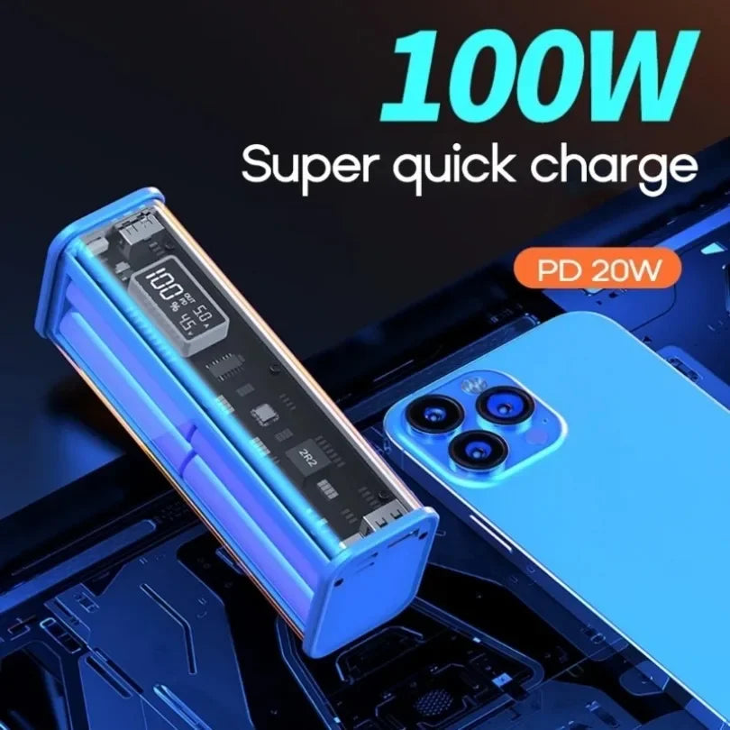 22,5W DIY Powerbank Gehäuse Transparent PD Powerbank Aufbewahrungsbox für 8 St. 18650 Polymer 20000mAh Akku Schnellladebox
