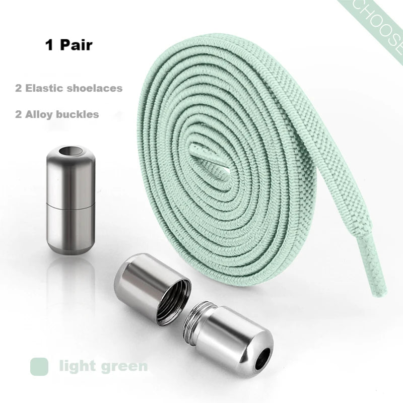 Elastic Laces Sneakers Alloy Lock No Tie Shoe Laces Flat Shoelaces for SneakersTies Kids Adult Quick Lace for Shoes Rubber Bands