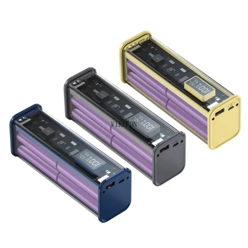 22,5W DIY Powerbank Gehäuse Transparent PD Powerbank Aufbewahrungsbox für 8 St. 18650 Polymer 20000mAh Akku Schnellladebox