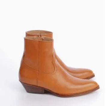 New Brown /Black Suede Leather Shoes Chains Harness Buckle Men Boots Stacked Heel Anke Boots Side Zip Men Fashion Boots Shoes