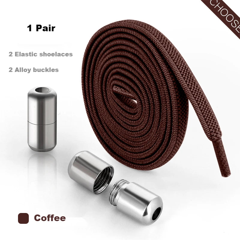 Elastic Laces Sneakers Alloy Lock No Tie Shoe Laces Flat Shoelaces for SneakersTies Kids Adult Quick Lace for Shoes Rubber Bands