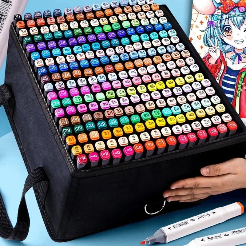 24-168 Buntstifte Set Manga Pinselstift Zeichnung Skizze Kawaii Kunst Schulbedarf Schreibwaren Malerei Beschriftungsmarker