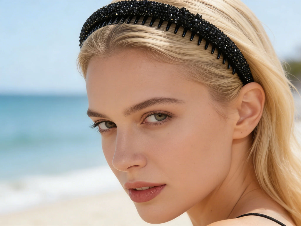 1 Pack Voll-Strass-Haarreif mit Zacken, rutschfest, ausgefallener Stil, tägliche Flyaway-Kontrolle / Pendler-Look / Party