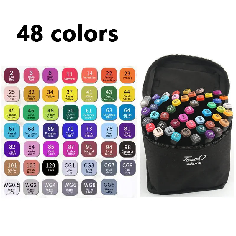 24-168 Buntstifte Set Manga Pinselstift Zeichnung Skizze Kawaii Kunst Schulbedarf Schreibwaren Malerei Beschriftungsmarker