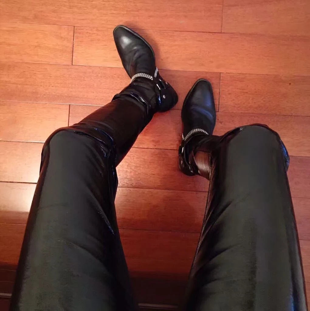 Neue braun/schwarze Wildleder-Lederschuhe mit Ketten, Schnallen, Herrenstiefel mit Blockabsatz, Ankle Boots, seitlicher Reißverschluss, Herren-Fashion-Stiefel