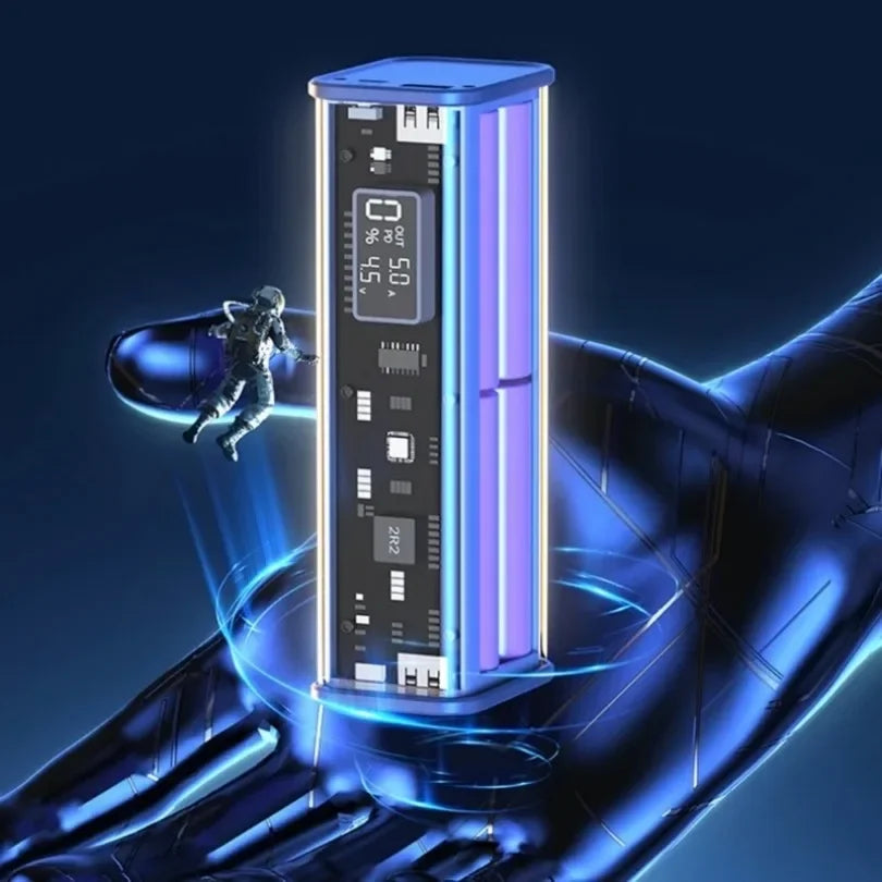 22,5W DIY Powerbank Gehäuse Transparent PD Powerbank Aufbewahrungsbox für 8 St. 18650 Polymer 20000mAh Akku Schnellladebox