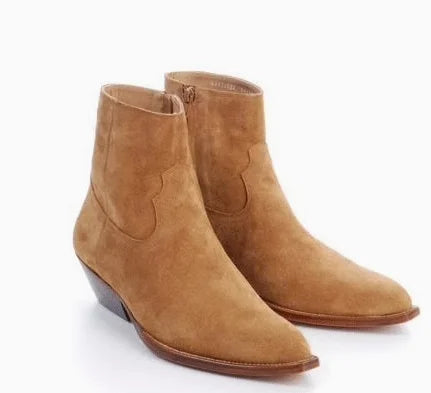 New Brown /Black Suede Leather Shoes Chains Harness Buckle Men Boots Stacked Heel Anke Boots Side Zip Men Fashion Boots Shoes