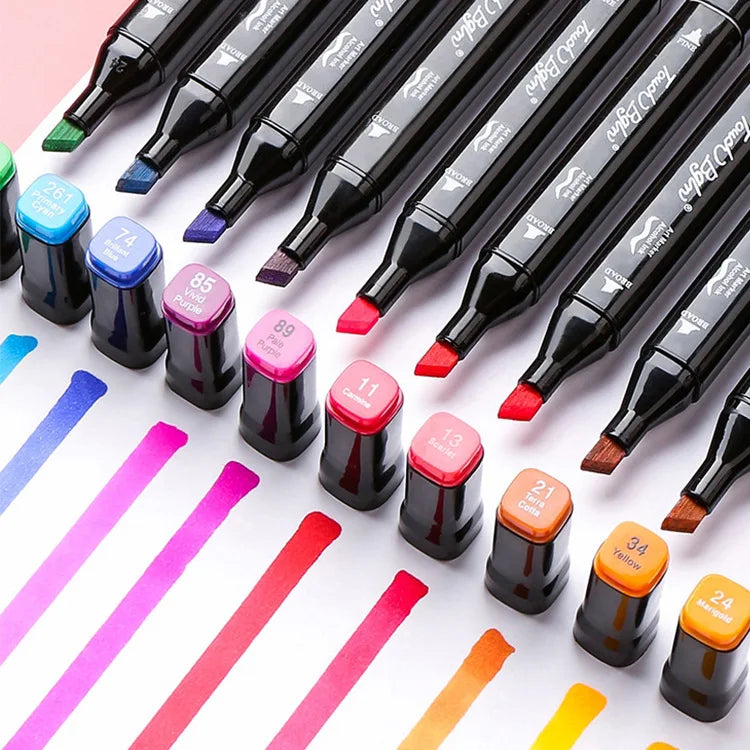 24-168 Buntstifte Set Manga Pinselstift Zeichnung Skizze Kawaii Kunst Schulbedarf Schreibwaren Malerei Beschriftungsmarker