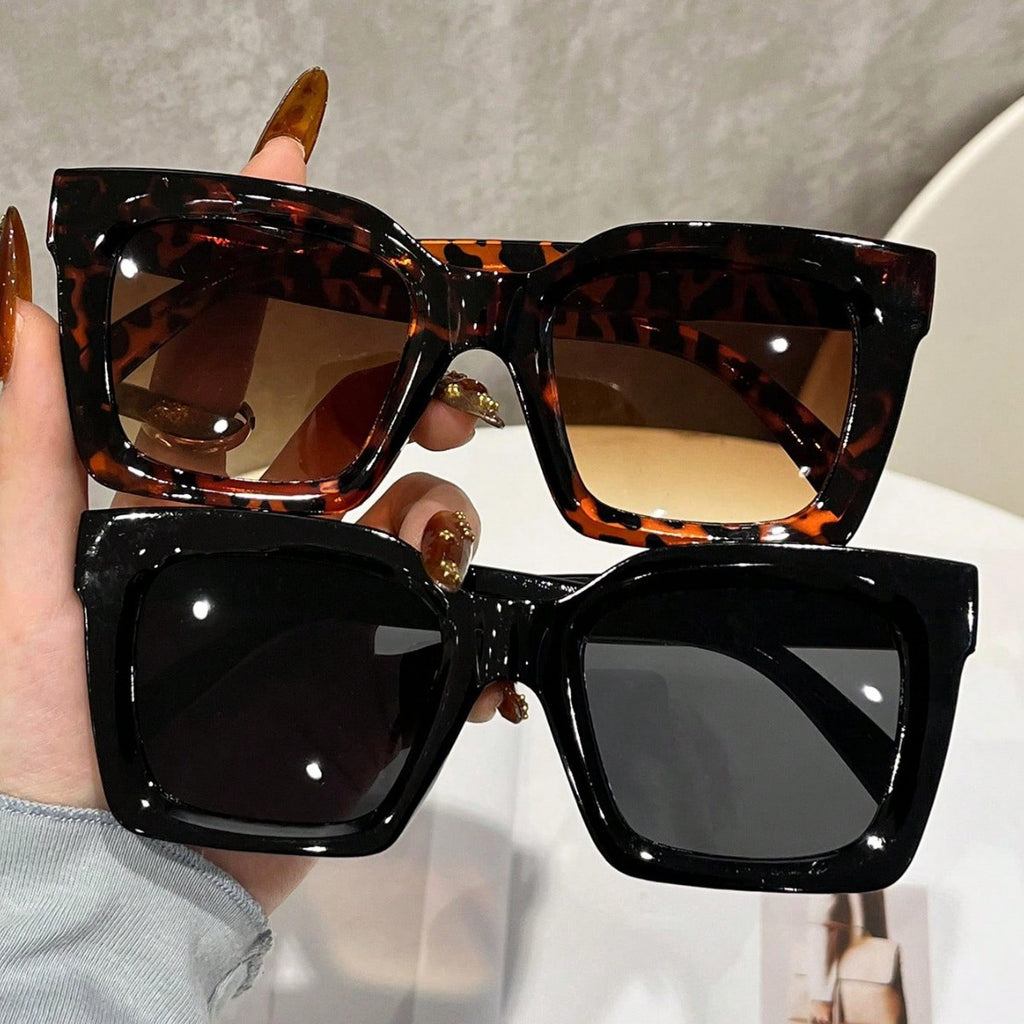 Große Sonnenbrille mit Leopardenmuster und Farbverlauf