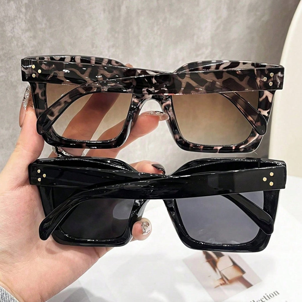 Große Sonnenbrille mit Leopardenmuster und Farbverlauf